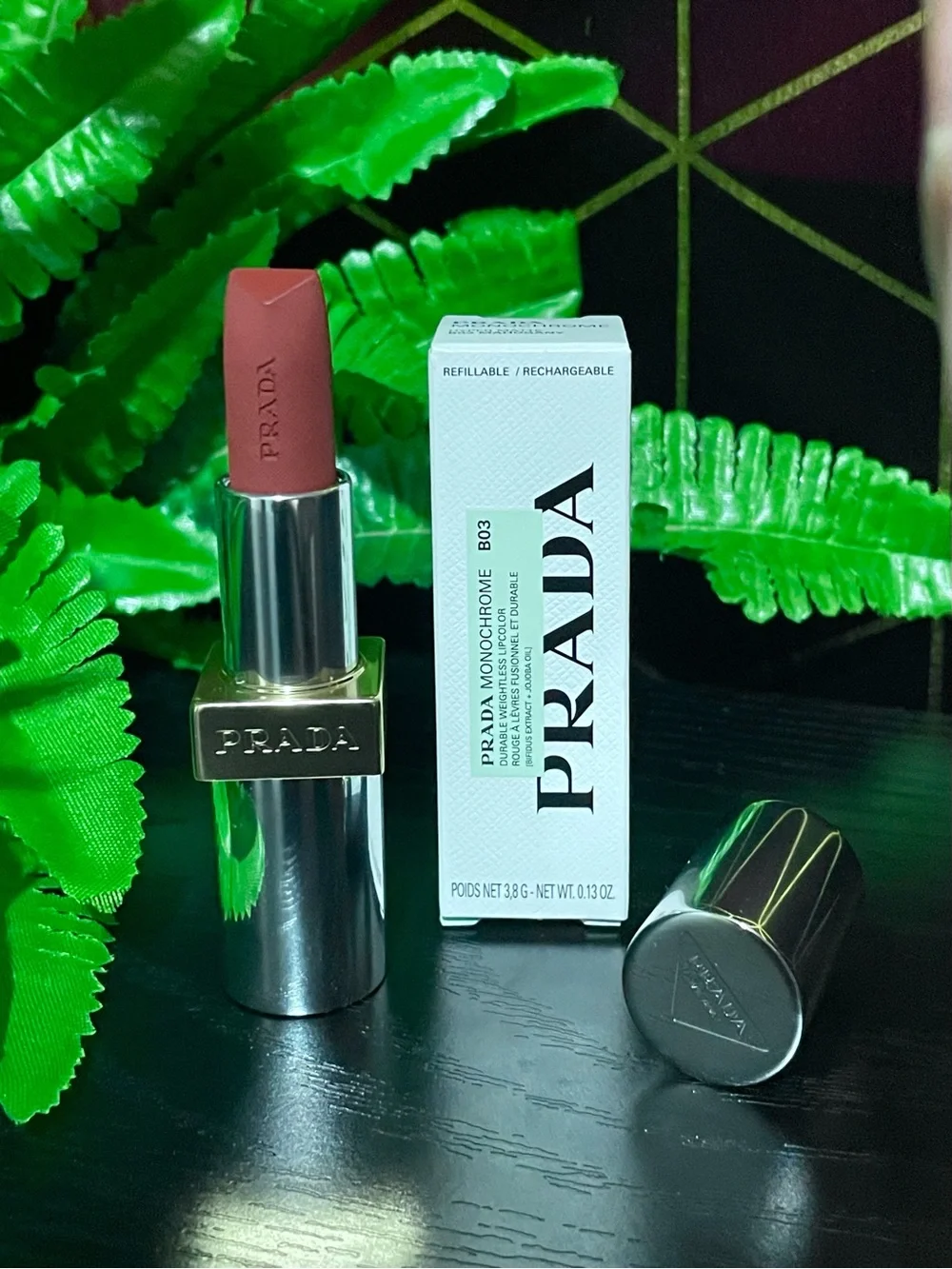 Prada Monochrome Hyper Matte Lipstick - Mahogany